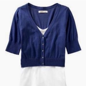 Old Navy Navy Blue Short Sleeved Cropped Cardigan